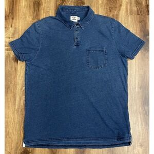 Flint and Tinder Polo Shirt Navy Blue Cotton Casual Men's M Made In USA